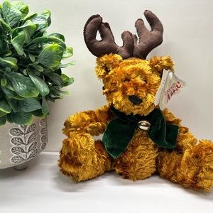 Laurell's Attic Christmas Reindeer Plush  Dan Dee Stuffed Animal  With Bell